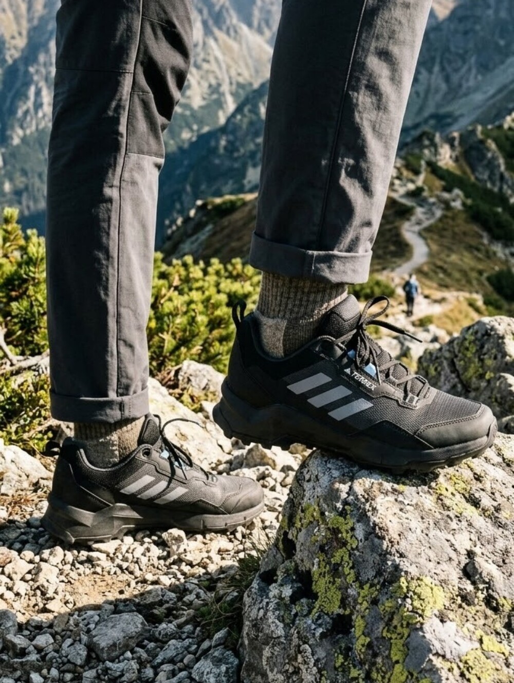 NWT - adidas Terrex Black Trail Running Shoes with Gray Stripes